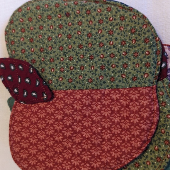 Hand Crafted Mug Coasters Set of 6 (5 Apples 1 Heart) Cute! - Picture 2 of 6